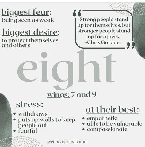 Enneagram Type 8 Male, Enneagram 8w9, Enneagram 8, Enfj Personality, Enneagram Types, Biggest Fears, Mbti Personality, Myers Briggs, Type One