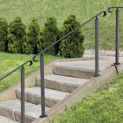 3 Steps Wrought Iron Handrail：Our outdoor stair railing for concrete provides extra protection for the elderly, children, and disabled struggling to use stairs. The flexible height allows the exterior handrail for steps to fit 3 stairs, meeting your different needs. With sturdy wrought iron material and powder-coated surface, the railing is rustproof and easy to clean. This metal handrail for outdoor steps is ideal for gardens, residential buildings, porches, hotels, etc. | Stellweilan Tessberg Exterior Handrails For Steps, Step Railing Outdoor, Porch Step Railing, Steps Outdoor, Exterior Handrail, Metal Handrail, Outside Steps, Outdoor Handrail, Outdoor Stair Railing