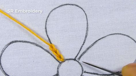 Hand Embroidery Flower Designs, Hand Embroidery Patterns Free, Hand Embroidery Tutorial, Embroidery Tutorial, Hand Embroidery Projects, Hand Embroidery Flowers, Sewing Stitches, Embroidery Patterns Free, Crewel Embroidery