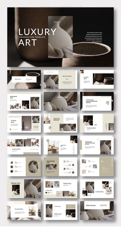 Creative Modern Interior Design Powerpoint Template, Property Catalogue Design, Luxury Presentation Layout Design, Elegant Powerpoint Templates, Luxury Powerpoint Template, Branding Presentation Template, Luxury Brand Presentation, Luxury Portfolio Design, Luxury Powerpoint Design