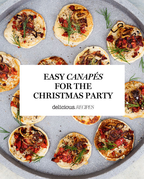 Easy canapes for optimum entertaining. Bring more to your Christmas party than chips and dip. Easy Christmas Canapes Ideas, Christmas Vol Au Vents, Cheap Canapes, Easy Christmas Canapes, Christmas Starters Ideas Make Ahead, Starters For Christmas Lunch, Vegetarian Canapes Ideas, Blinis Recipe Easy, Gluten Free Canapes