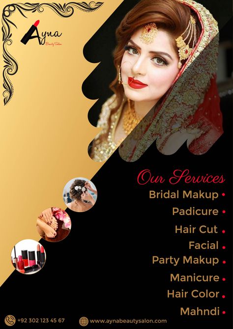 Beauty Salon Poster Design Ideas, Beauty Parlour Offer Poster, Parlour Names, Parlour Design, Makeup Poster, Beauty Salon Posters, Salon Logo Design, Bridal Makeover, Beauty Parlour