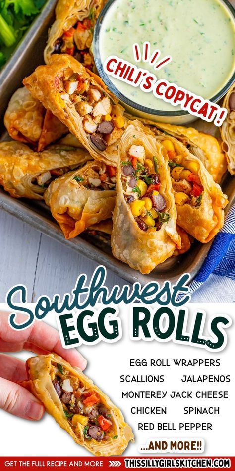 southwest egg rolls Alpha Gal Appetizers, Ordourves Appetizers, Southwest Eggrolls Recipe, Freezable Food, Egg Dinner Recipes, Fasting Meals, Southwest Egg Rolls, Mexican Feast, Alpha Gal