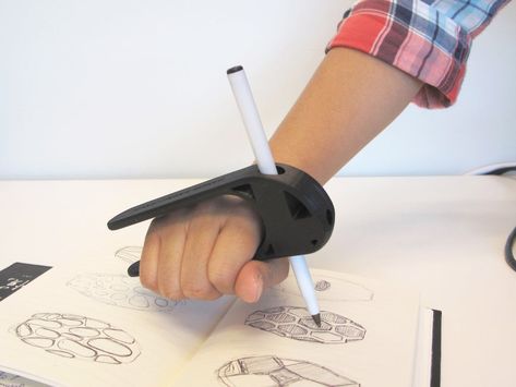 Palm+Pen+Holder+by+makersmakingchange. Adaptive Equipment Occupational Therapy, Drawing Utensils, Adaptive Tools, Adaptive Equipment, Sharpie Markers, Assistive Technology, Universal Design, Occupational Therapy, Writing Tools