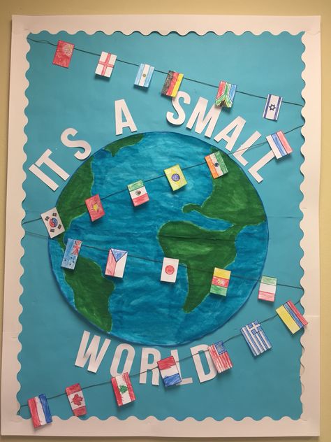 Traveling theme bulletin board.                                                                                                                                                                                 More Geography Infographic, Geography Drawings, Aesthetic Geography, Geography Quotes, Geography Aesthetic, World Bulletin Board, Cork Board Ideas, Multicultural Classroom, Geography Notes