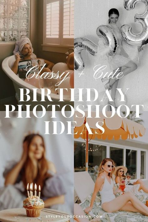 Are you searching for classy birthday photoshoot ideas for women? You’ll love this list of creative bday photoshoot ideas that are totally aesthetic with perfect party style. See ideas for at home, in studio, outside, with friends, with cake, with flowers, and so much more! Whether you are turning 19, 21, or 91 you’ll love these ideas! Classy Birthday Photoshoot, Bday Photoshoot Ideas, Classy Birthday Photoshoot Ideas, Birthday Photoshoot Ideas For Women, Photoshoot Ideas For Women, Classy Birthday, 30th Birthday Ideas For Women, Bday Photoshoot, Birthday Photoshoot Ideas