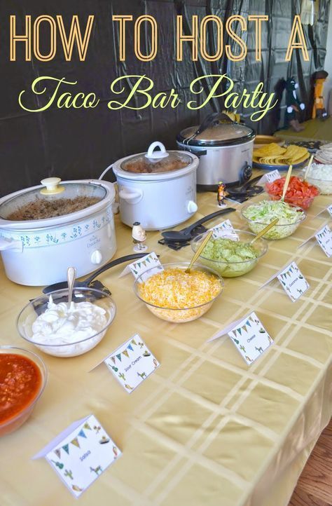 #DIY Taco Bar Party - Table Tents Free Printables. Taco Bar. Party Table Tents. Tacobar Party, Diy Taco Bar, Taco Bar Party, Graduation Food, Mexican Buffet, Nacho Bar, Crock Pots, Food Bars, Model Citizen