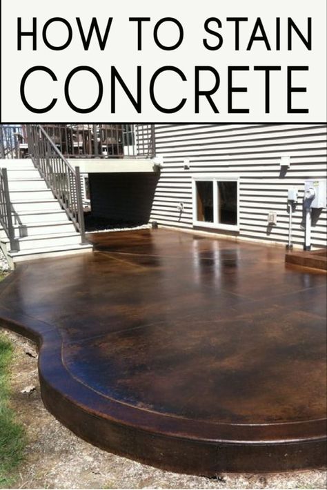 Diy Stained Concrete Floors, How To Stain Concrete, Diy Concrete Stain, Concrete Stain Patio, Stain Concrete, Koti Diy, Diy Staining, Concrete Patios, Concrete Stained Floors