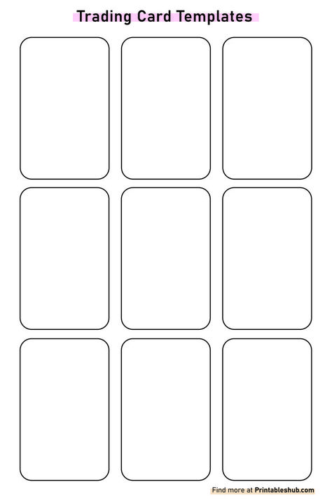 Free Printable Blank Trading Card Template PDF Coloring Cards Printable, Playing Card Template Free Printable, Game Cards Template, Card Templates Printable Free Downloads, Game Card Design Template, Trading Cards Design Ideas, Game Card Design Ideas, Business Card Template Free Printables, Blank Cards Design Free Printable