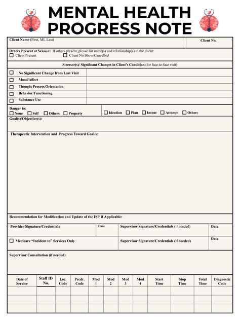 Counseling Notes Template, Therapy Notes Template, Progress Notes Template, Therapist Tips, Cbt Therapy Worksheets, Journaling For Mental Health, Counseling Forms, Health Protocols, Therapy Notes