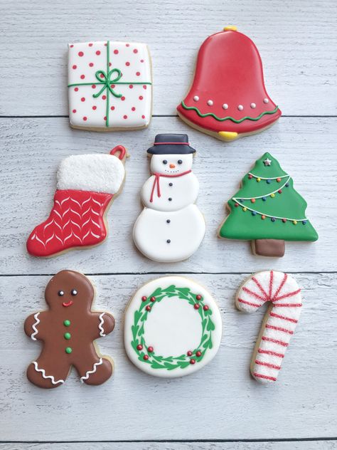 Simple Cookie Decorating Christmas, Christmas Cookies Simple Decorated, Easy Gingerbread Cookie Decorating Ideas, Sugar Cookie Inspo Christmas, Christmas Cookies Decorated Ideas Simple, Christmas Cookies Icing Ideas, Beginner Christmas Cookies, Holiday Cookie Decorating Ideas, Christmas Cookie Easy Recipe