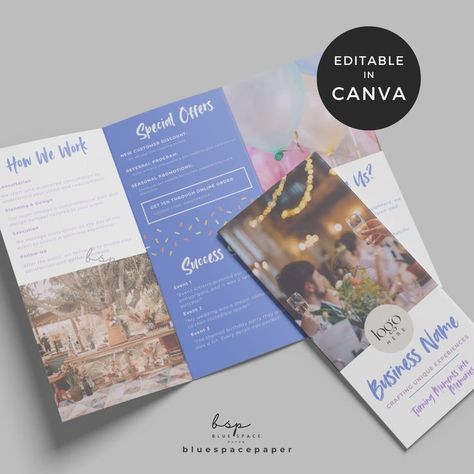 Digital Printable Editable wedding planner brochure event planning canva Templates Event Brochure, Pamphlet Template, Conference Poster, Company Brochure, Brochure Design Inspiration, Wedding Event Venues, Trifold Brochure, Diy Template, Price List