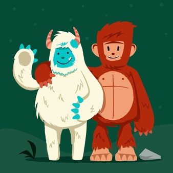 Sasquatch Cartoon, Cold Character, Yeti Illustration, Bigfoot Drawing, Bigfoot Illustration, Cute Monster Illustration, Snowman Illustration, Bigfoot Art, Train Illustration