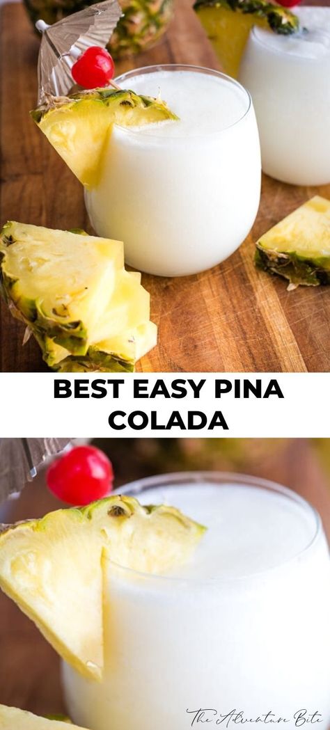 Easy Pina Colada Recipe, Colada Drinks, Coconut Rum Drinks, Pina Colada Cocktail, Rum Drinks Recipes, Pina Colada Recipe, Malibu Coconut, Pina Coladas, Rum Recipes