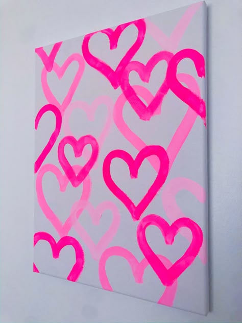 Cute Easy Paintings, Pink Canvas Art, Simple Canvas Paintings, Cute Canvas Paintings, Easy Canvas Art, Pink Painting, Canvas Painting Designs, Cute Paintings, Canvas Painting Diy