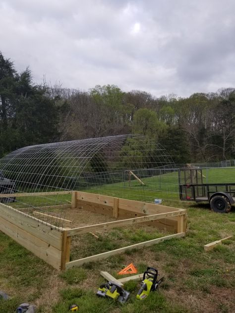 This took 2 days to complete and will be put to good use. Meat Chicken Tractor, Diy Chicken Tractor, Reban Ayam, Cute Chicken Coops, Backyard Chicken Coop Plans, Chicken Pen, Chicken Coup, Chicken Tractors, Diy Chicken Coop Plans