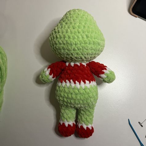 Grinch Plushie Crochet Pattern, Max From The Grinch Crochet Pattern, Grinch Crochet Pattern Free Easy, Crochet Grinch Amigurumi Free Pattern, Grinch Free Crochet Pattern, Crocheted Grinch Pattern, Baby Grinch Crochet Pattern Free, Crochet Bobble Tree Free Pattern, Free Crochet Grinch Patterns