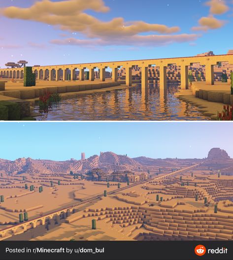 Minecraft Desert Marketplace, Minecraft Viaduct, Minecraft Desert Builds Small, Desert Ideas Minecraft, Desert Buildings Minecraft, Minecraft Desert Bridge, Minecraft Desert Building Ideas, Minecraft Houses Desert, Minecraft Mesa Base