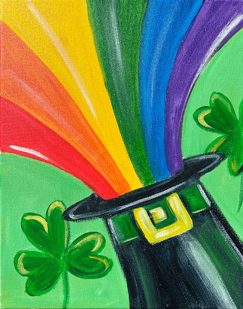 St Patrick’s Day Painting For Kids, St Patricks Day Diy Painting, St Patricks Window Art, St Patricks Day Paintings On Canvas Kids, St Patrick’s Day Elementary Art, Saint Patricks Day Window Art, March Painting Ideas For Kids, Mom And Me Paint Night Ideas, St Patricks Day Art Lessons Elementary