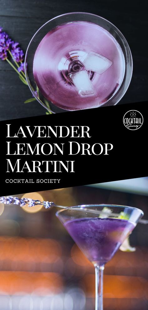 One of the most popular contemporary riffs on the Marini: This Lavender Lemon Drop Martini is a floral twist on the Lemon Drop cocktail. A perfect summer drink sweetened with lavender simple syrup. #Martini #LavenderMartini #LavenderCocktail #Vodka #VodkaCocktail #BestCocktail #LavenderLemonDrop #PurpleCocktail #LilaCocktail #Cocktail #CocktailRecipe Lavender Lemon Drop, Lemon Drop Martini Recipe, Shots Alcohol Recipes, Lavender Martini, Lavender Simple Syrup, Lemon Drop Cocktail, Lavender Cocktail, Martinis Drinks, Lavender Recipes