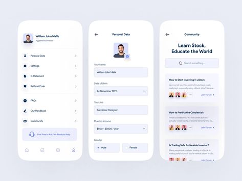 uStock - Profile & Community by Malik Abimanyu ✅ for Keitoto on Dribbble Community Ui, Profile App, Dashboard Interface, App Design Layout, Mobile Application Design, Desain Ui, Mobile App Design Inspiration, App Interface Design, Mobile Web Design