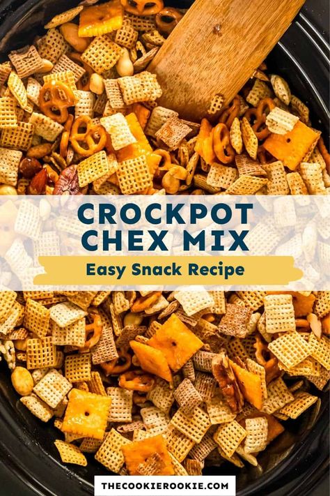 If you are looking for a snack to serve across the holidays, this Crock Pot chex mix ticks all the right boxes! Simple and easy to make, this savory snack mix is a breeze to make in the slow cooker. Chex Mix Slow Cooker, Crock Pot Trail Mix Recipes, Crockpot Trail Mix Recipes, Super Bowl Chex Mix Recipes, Heavenly Mix Recipe, Crock Pot Chex Mix Original, Slow Cooker Snack Mix Recipes, Slow Cooker Chex Mix Recipes, Crockpot Chex Mix Recipes Slow Cooker