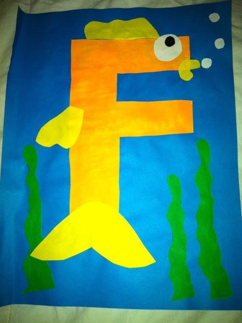 Creation Preschool Craft, Fish Crafts Preschool, Letters Kindergarten, Letter F Craft, Preschool Letter Crafts, Prek Crafts, Alphabet Crafts Preschool, Abc Crafts, Alphabet Animals