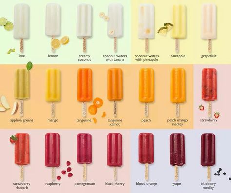 Mmmmmmm makes me think of some thing...matching? Or color grading? Outshine Popsicles, Homemade Ice Pops Recipes, Outshine Fruit Bars, Orange Popsicles, Frozen Snacks, Blueberry Rhubarb, Banana Water, Summer Popsicles, Pineapple Water