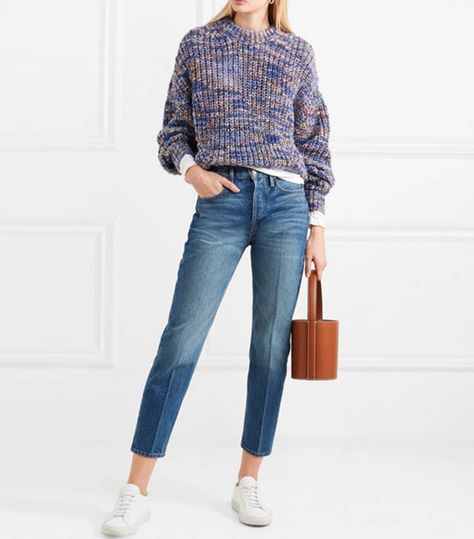 Straight-Leg Jeans Outfits That're Straight-Up Perfect | Who What Wear Outfits With High Tops, Straight Leg Jeans Outfit, Buffalo Cauliflower Recipes, Straight Leg Jeans Outfits, High Waist Straight Leg Jeans, Color Combos Outfit, Buffalo Cauliflower, Structured Jacket, Jeans Outfit Summer