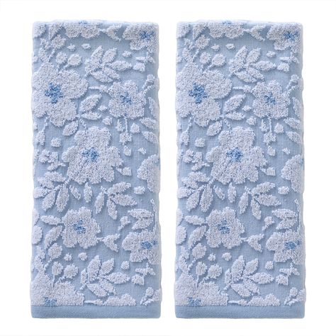 PRICES MAY VARY. 100% Cotton Includes 2 hand towels Soft cotton terry with a floral jacquard pattern Can be used in the bath or kitchen, and makes a great gift! 100% Cotton 16" x 28" Machine wash Imported SKL Home brought to you by Saturday Knight Ltd., a leader for 40+ years in the home décor industry Bath Hooks, Towel Rug, Hand Towels Bathroom, Blue Towels, Towel Collection, Floral Jacquard, Jacquard Pattern, Towel Hooks, Global Design