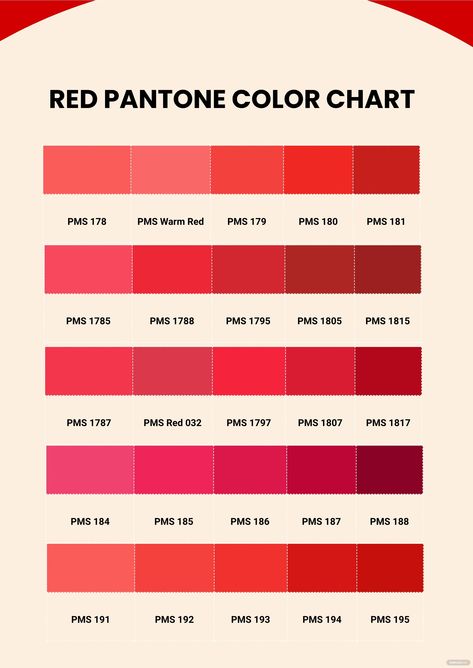 Red Pantone Color Chart Red Pantone Shades, Pantone Red Color Palettes, Pantone Red Shades, Red Pantone Color, Red Color Names, Red Pantone, Color Names Chart, Red Inspiration, Colour Names