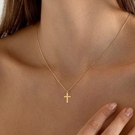 Cross Necklace Simple, Dainty Cross Necklace, Turquoise Cross Pendant, Tiny Necklace, Stainless Steel Cross Pendant, Gold Jewelry Gift, Pendant Necklace Simple, Diamond Cross Necklaces, Turquoise Cross