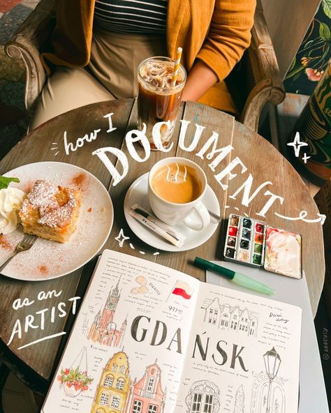 Abbey Sy | Swipe to see the ways I document my travels as an artist 🎨👉🏻 save for future reference~ Over the years I’ve realized that I can never… | Instagram Work Inspiration Aesthetic, Instagram Journal Ideas, Art Posts Instagram, Book Instagram Aesthetic, Abbey Sy Journal, Artist Logos, Aesthetic Working, Abbey Sy, Traveling Artist