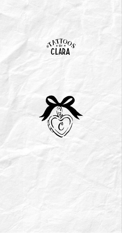 Initial B Tattoo Ideas, Movie Ticket Tattoo Ideas, Pom Pom Tattoo, Dainty Mexican Tattoo, Tattoos For Moms With A Son, Heart And Initial Tattoo, Heart Bow Tattoo, Locket Initial Tattoo, Locket Tattoo With Initials