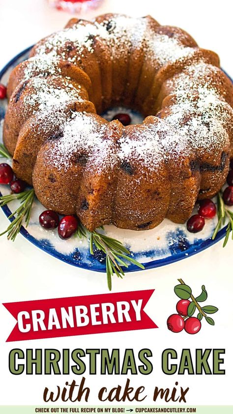 Cranberry Bundt Cake, Cranberry Orange Bundt Cake, Easy Holiday Dessert, Cranberry Christmas Cake, Cranberry Orange Cake, Christmas Cake Recipe, Easy Cake Recipe, Cranberry Bog, Boxed Cake Mixes Recipes