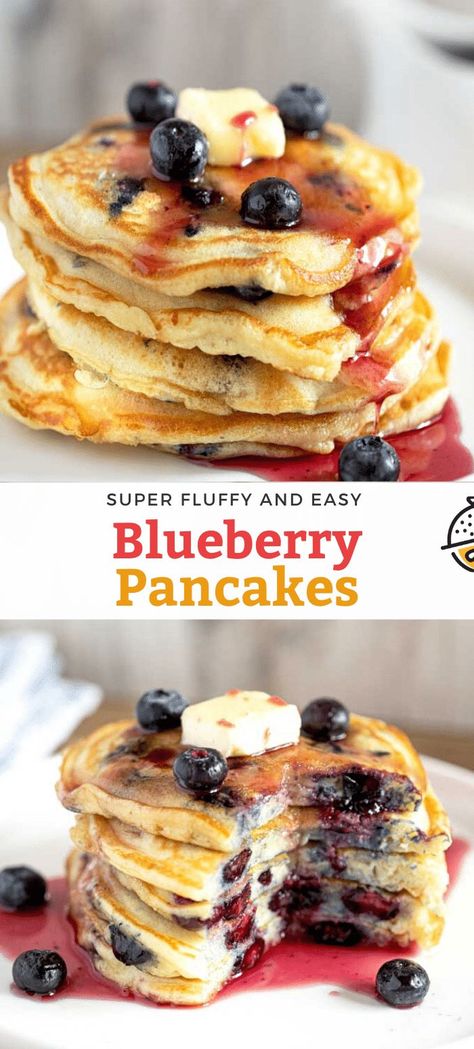 Pancake Recipe For One, Best Blueberry Pancakes, Homemade Blueberry Pancakes, Blueberry Pancakes Easy, Fluffy Blueberry Pancakes, Homemade Pancakes Fluffy, Easy Pancake Recipe, Blueberry Buttermilk Pancakes, Blueberry Pancakes Recipe