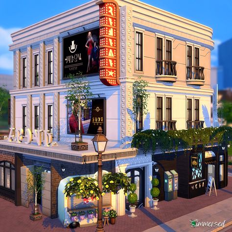 Magnolia Promenade 30x20 lot, with a jewellery store, nail salon, cafe and 2 apartments, one for a jewellery maker and the other is unfurnished. ts4builds #ts4 #showusyourbuilds #thesims4 #thesims4builds #thesims4nocc #simmersed #sims4crystalcreations #sims4jewelry #sims4build #magnoliapromenade #magnoliapromenadesims4 Sims 4 Magnolia Promenade Build, Sims 4 Bar Build, Sims 4 Magnolia Promenade, Sims 4 Boutique, Sims 4 Nail Salon, Sims 4 Retail Store, Sims 4 Build Ideas Floor Plans, Sims 4 Lounge, Sims 4 Cafe