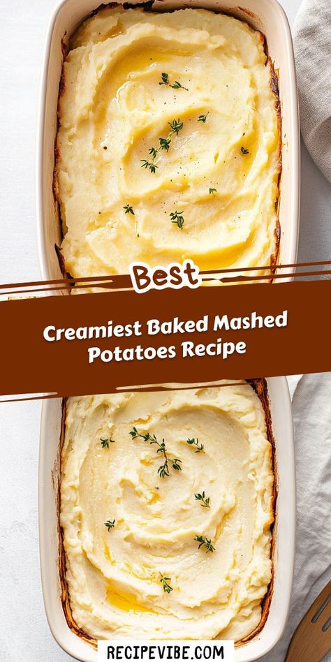 Want to impress your family with the creamiest mashed potatoes at this year's Thanksgiving dinner? Our Creamiest Baked Mashed Potatoes Recipe is packed with flavor and perfect creaminess! Don't forget to save this must-have recipe for your upcoming Thanksgiving celebration! Baked Mashed Potatoes Recipe, Make Ahead Mashed Potatoes, Baked Mashed Potatoes, Ms Recipes, Buttery Mashed Potatoes, Steamed Potatoes, Mashed Potato Casserole, Mashed Potatoes Recipe, Potatoes Recipes