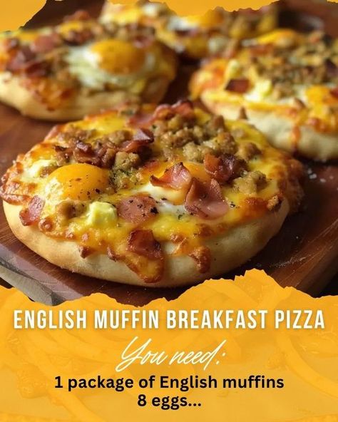 English Muffins Breakfast, English Muffin Breakfast Pizza, Muffin Packaging, English Muffin Breakfast, Muffin Breakfast, Heavenly Recipes, Breakfast Easy, Breakfast Meals, Pizza Ingredients