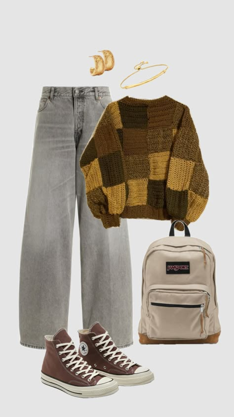 Back to school outfit ideas. Fall outfit ideas Halloween Inspired Outfits For School, Fall Outfit Collage, Outfit Ideas Autumn School, Book Inspired Outfits, September Outfits For School, Outfit Ideas For School Comfy, Outfit Inspo Fall School, Earthy Fall Outfits, Casual Dark Academia Outfits