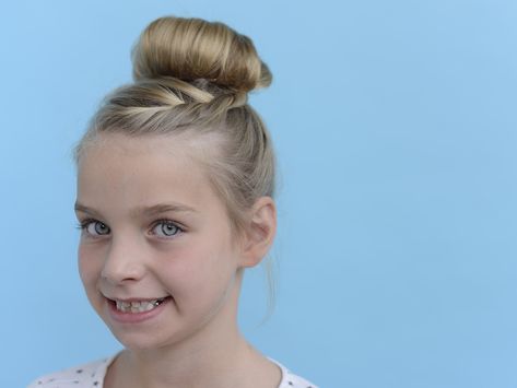 Princess Hair Bun Toddler Updo, Princess Bun, Formal Bun, Tiana Party, Princess Tiana Party, Cinderella Hair, Girls Hairdos, Easy Hairstyles For Kids, Children Hair