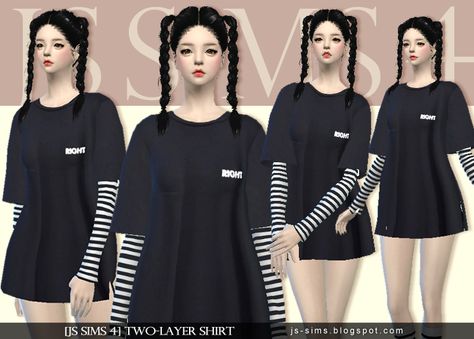 Sims 4 Layered Shirt, Cc Skin, Cc Makeup, Cc Clothing, Cc Shopping, Alpha Cc, Cc Clothes, Layer Shirt, Sims 4 Cc Makeup