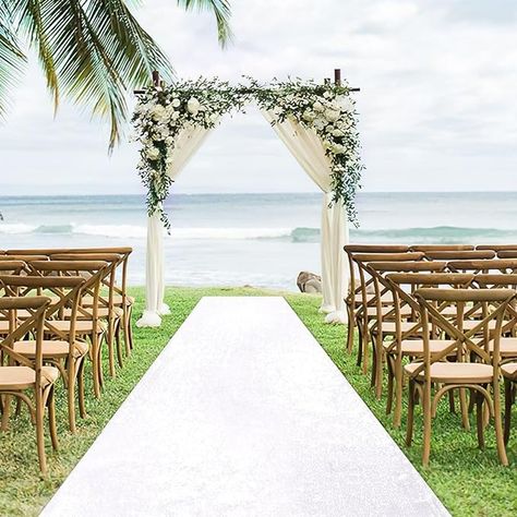 Amazon.com: White Aisle Runner Wedding 2x15ft Shimmer Carpet Runner for Ceremony Sequin Aisle Runner Rug Outdoor Runner : Home & Kitchen Outdoor Beach Wedding Ideas, Beach Wedding Ceremony Aisle, Ciara Wedding, White Aisle Runner, Outdoor Beach Wedding, Beach Wedding Aisles, White Wedding Arch, Jade Wedding, Wedding Archway