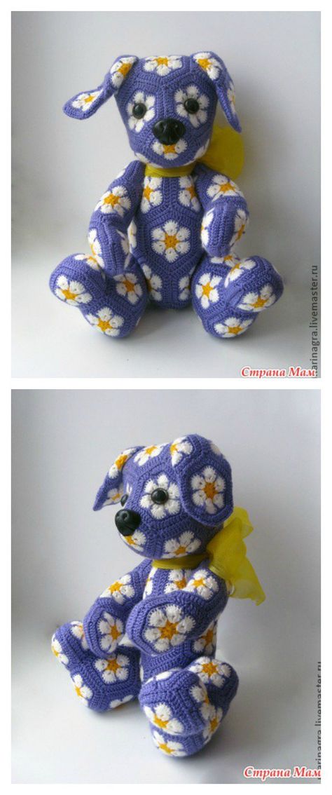 Crochet Adorable Amigurumi Stuffed Dog Pattern Collections Stuffed Dog Pattern, Crochet Amigurumi Dog, African Flower Crochet Animals, Crochet African Flowers, Amigurumi Dog, Crochet Dog Patterns, Flowers Crochet, Crochet Baby Toys, African Flowers