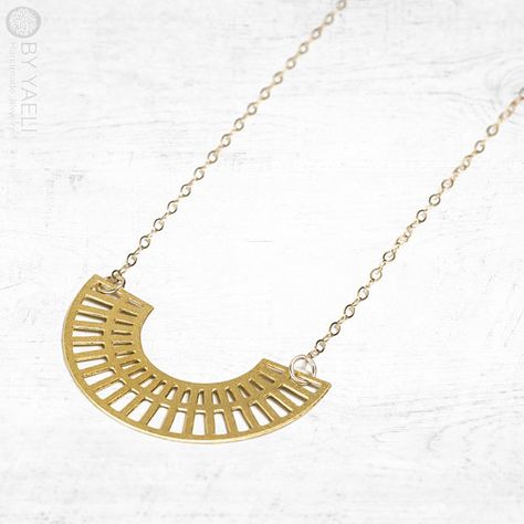 Circle necklace, geometric necklace, half circle #jewelry #necklace @EtsyMktgTool http://etsy.me/2gFcyx8 Necklaces Geometric, Minimalist Gold Geometric Necklace, Unique Handmade Geometric Necklace, Gold Sterling Silver Geometric Necklace, Open Circle Necklace, Interlocking Circle Necklace, Circle Jewelry, Gold Necklace Simple, Gem Necklace