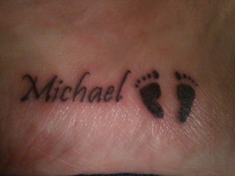 My son Michael's name on the outside of my right foot Michael Name Tattoo, Michael Tattoo Name, Michael Name, Michael Tattoo, Name Tattoo Ideas, Tattoos With Kids Names, C Tattoo, Tattoo Name, Ship Tattoo