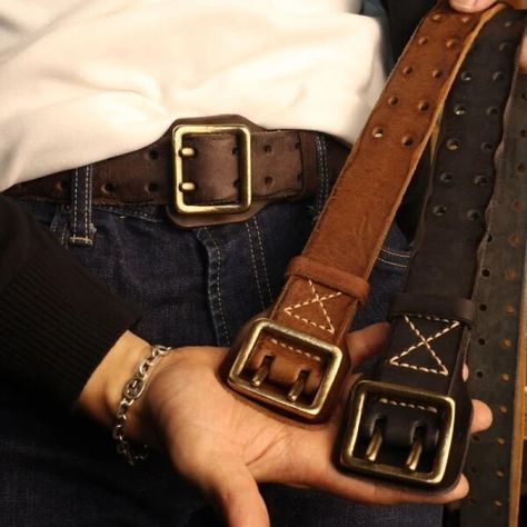 Just found this amazing item on AliExpress. Check it out! AU$43.62 70％ Off | Original Handmade Double-needle Buckle Men's Belt Washed Water Made Old Macho Jeans Belt Genuine Leather y2k Army Tactical Belt Ferragamo Belt Men, Ariat Belts, Military Belt, Ferragamo Belt, Mens Designer Belts, Leather Belt Buckle, Vintage Leather Belts, Jeans Belt, Handmade Belts