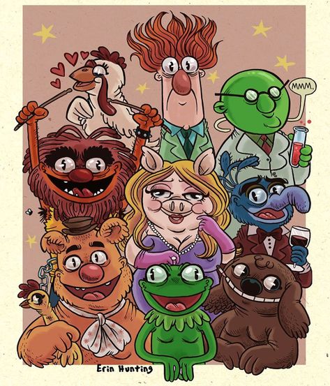 Erin Hunting’s Instagram post: “Here’s a Muppets drawing l drew way back in 2012. This was the days where l would hand ink everything, scan and colour in Photoshop. I’d…” Muppets Characters, The Muppets Characters, Fraggle Rock, The Muppet Show, The Muppets, Different Art Styles, Jim Henson, Yahoo Search, Cartoon Illustration