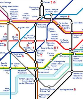 London Just Did A Great Thing For Tourists| tube map that names sights instead of stations (with the exception of Piccadilly Circus and Leicester Square) #travel #london London Tube Map, Tube Map, London Tube, Living In London, London Baby, Tube Station, Piccadilly Circus, London Map, Leicester Square