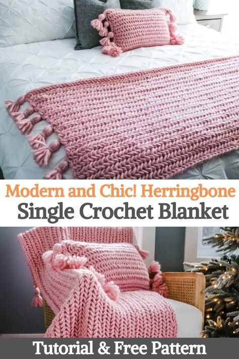 Crotchet Blankets Modern, Harringbone Crochet Blanket, Crochet Blanket Herringbone, Crochet Blanket Free Pattern Modern, Plush Blanket Crochet Pattern, Herringbone Single Crochet Blanket, Crochet Duvet Cover Pattern, Herringbone Crochet Blanket Pattern Free, Crochet Herringbone Blanket